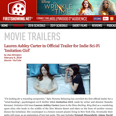 Lauren Ashley Carter in Official Trailer for Indie Sci-Fi 'Imitation Girl'